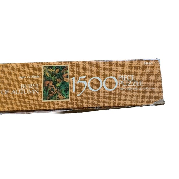 Vintage MB Just Imagine Jigsaw Puzzle 1500 Piece Burst Of Autumn Leaf Leaves - Picture 8 of 9